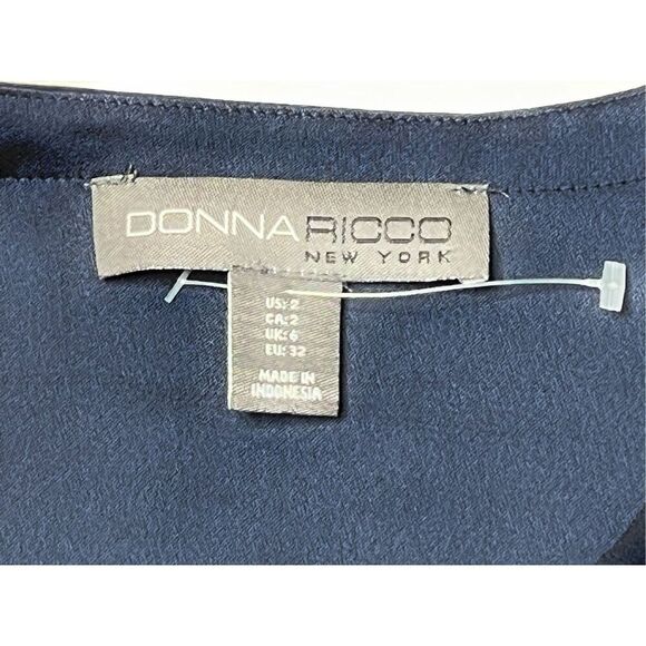 Donna Ricco New York Blue Tie Sleeve Shift Dress 2 NWOT Night Out Shirttail Hem - Picture 4 of 10